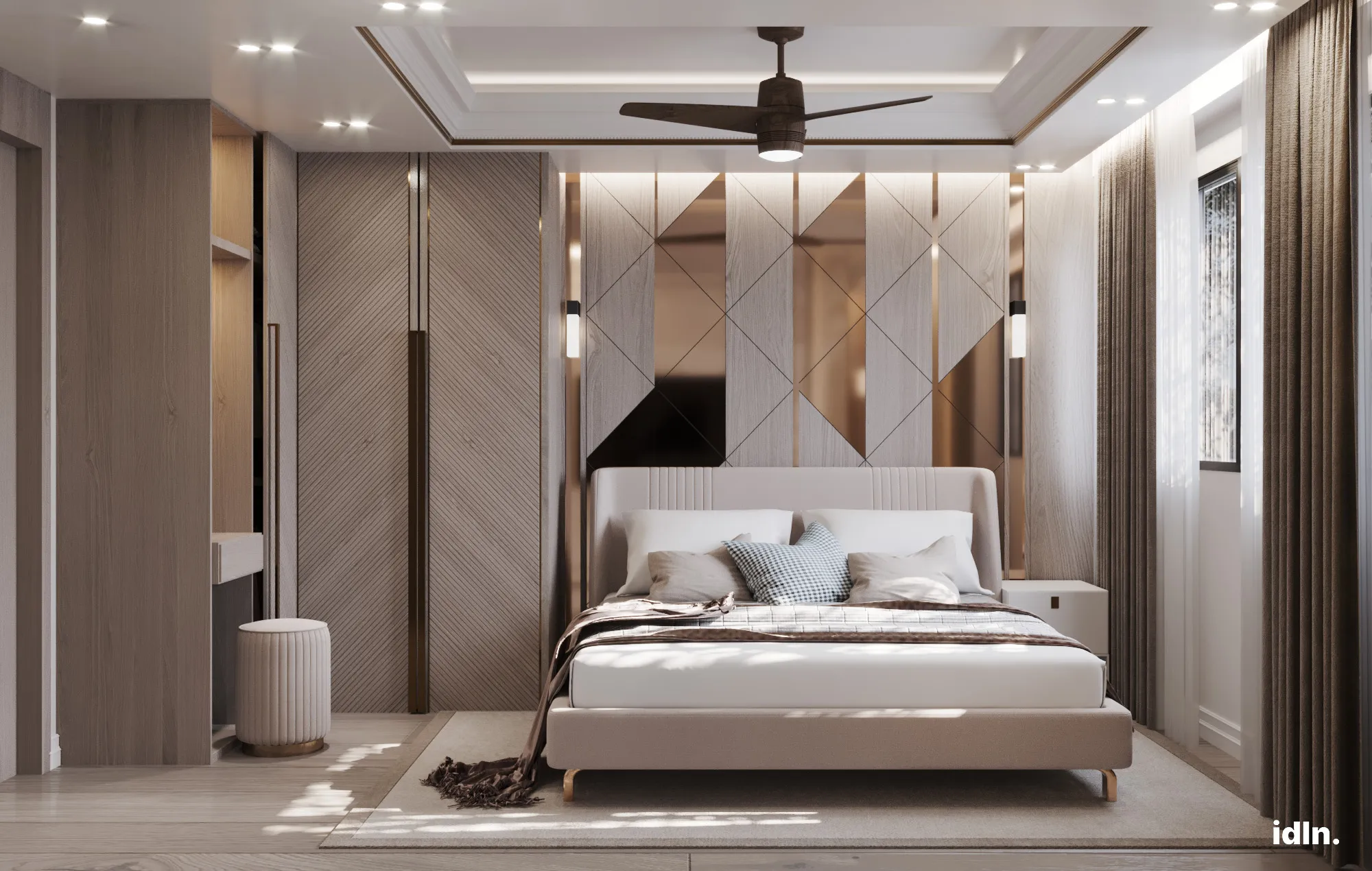 This is a picture of a modern luxury bedroom area