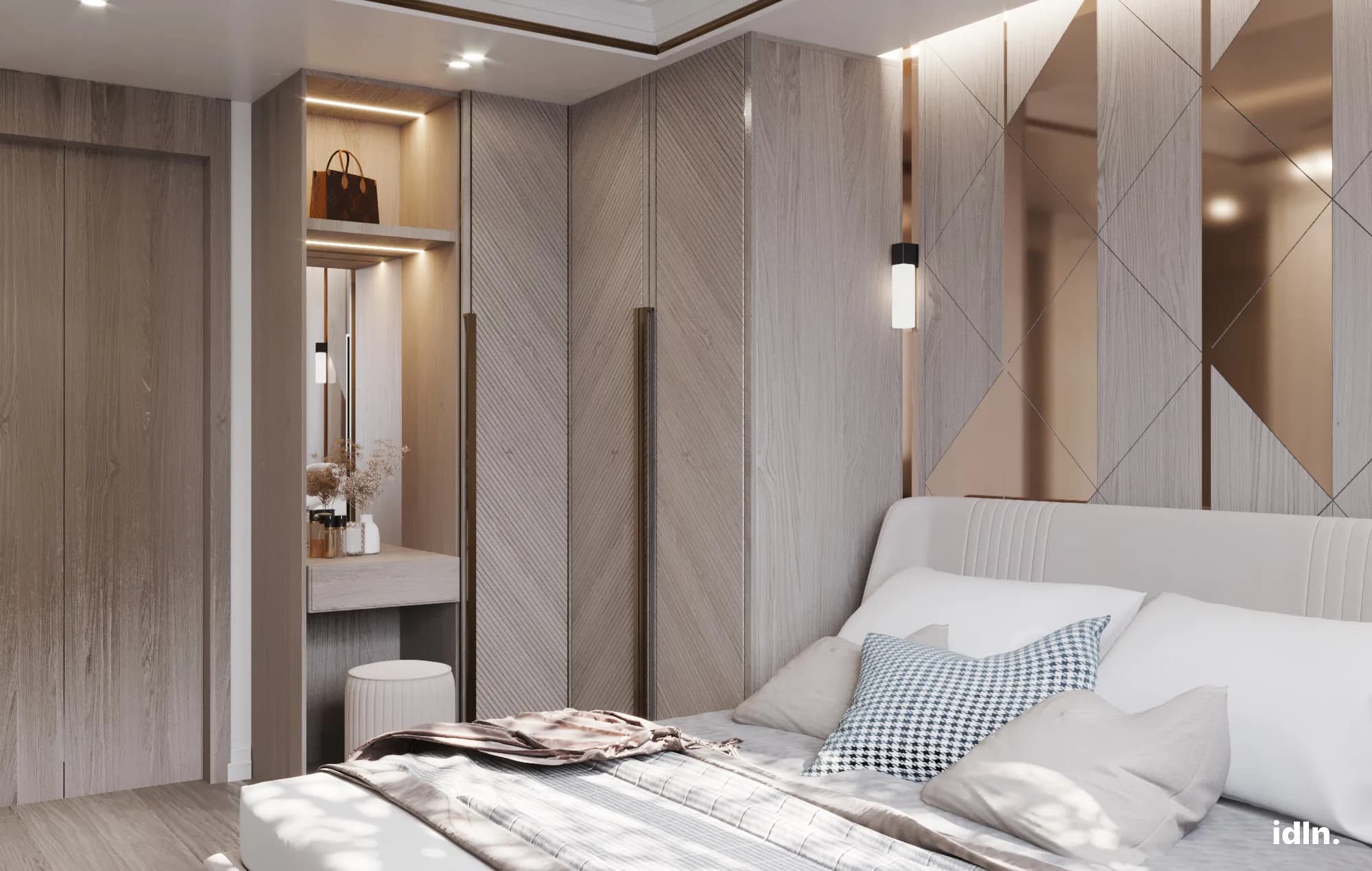 This is a picture of a modern luxury bedroom area