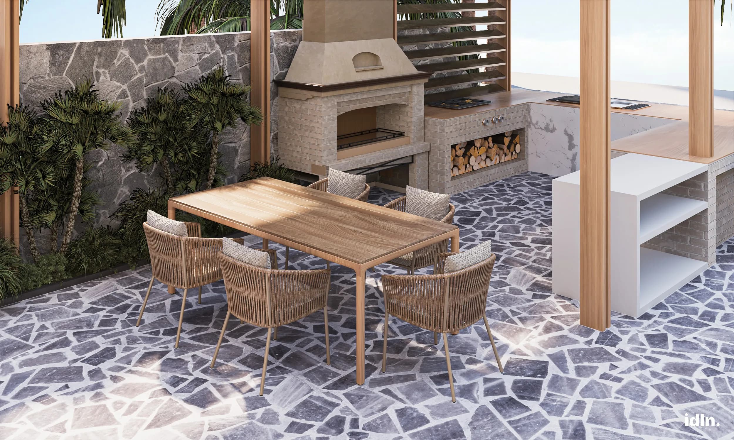 This is a picture of a minimalistic luxury backyard area