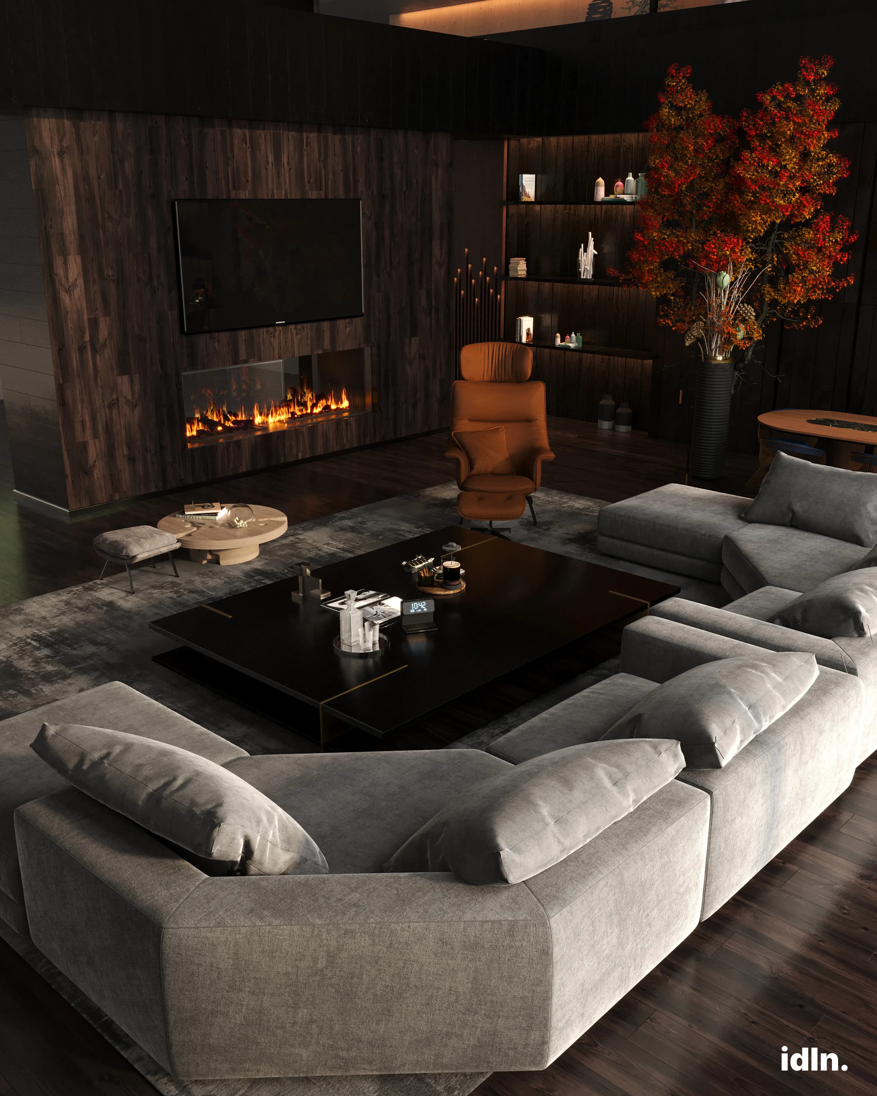 dark aesthetic living room