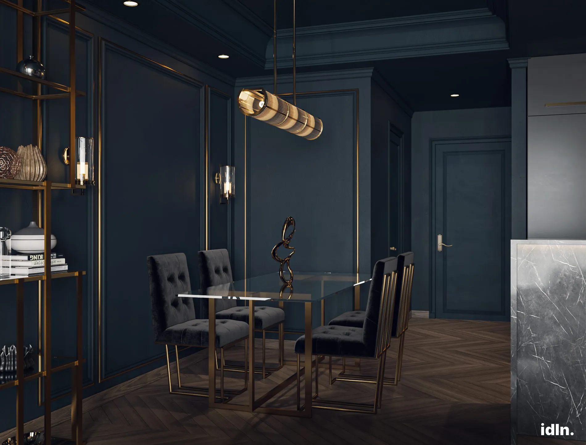 This is a picture of a dark modern luxury living area