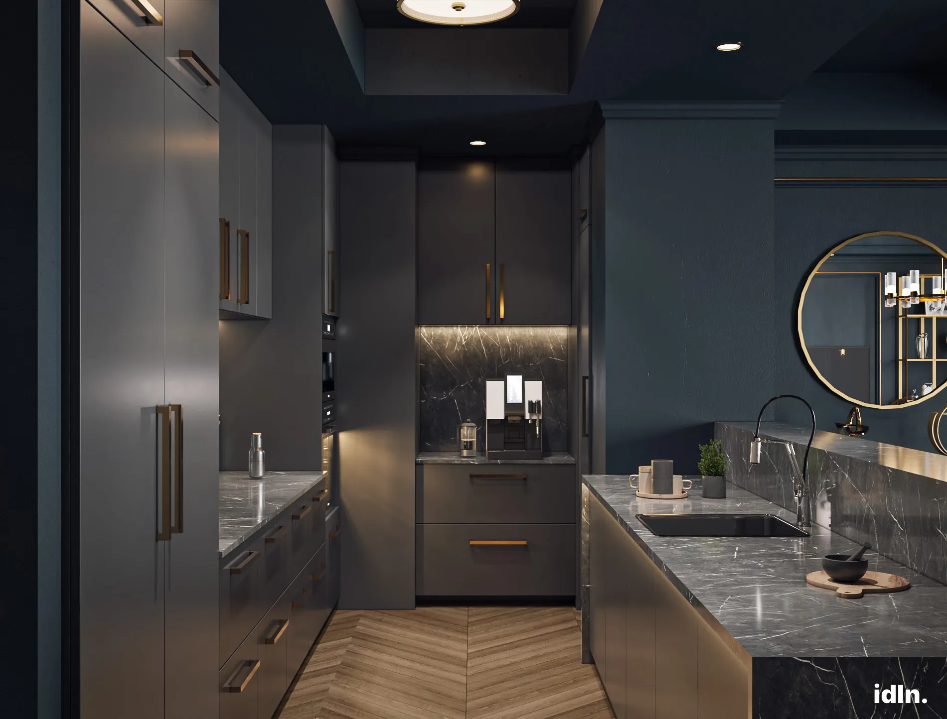 This is a picture of a dark modern luxury living area