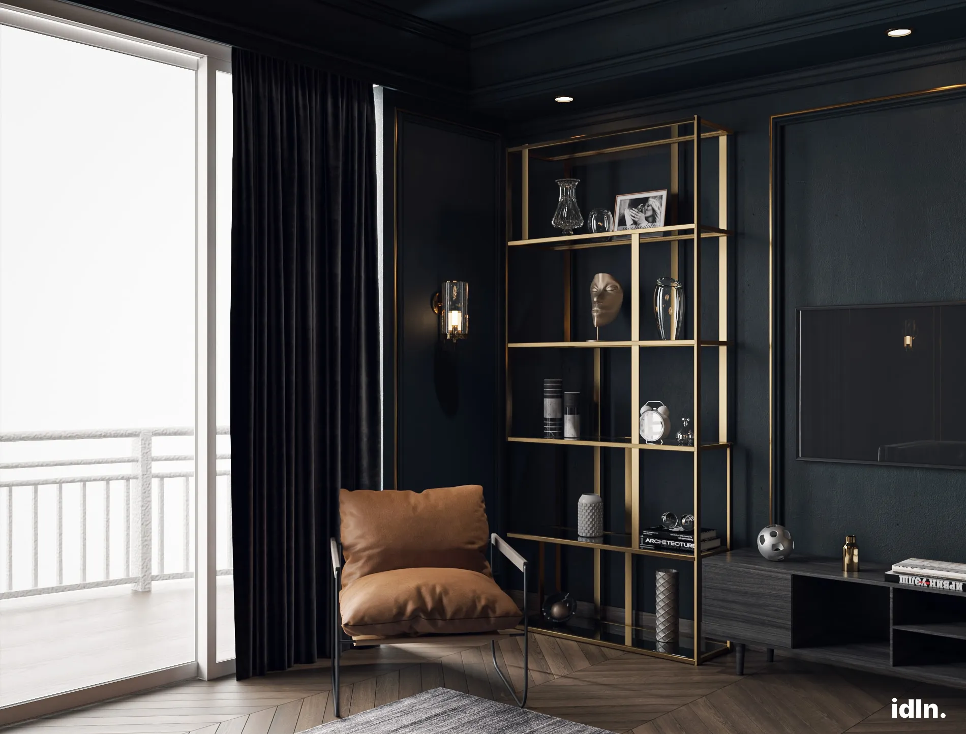 This is a picture of a dark modern luxury living area