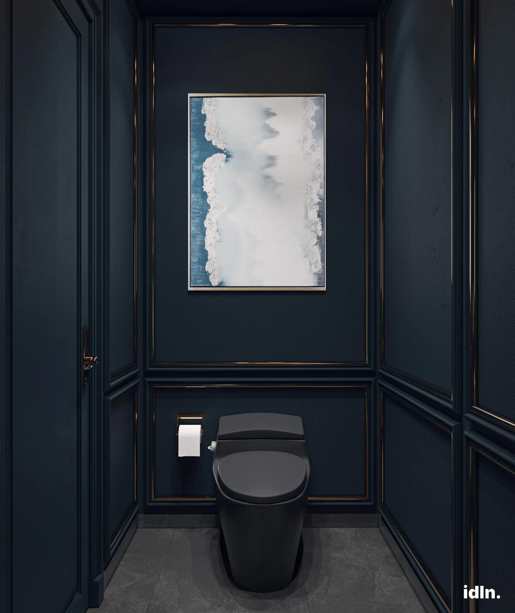 This is a picture of a dark modern luxury powder area