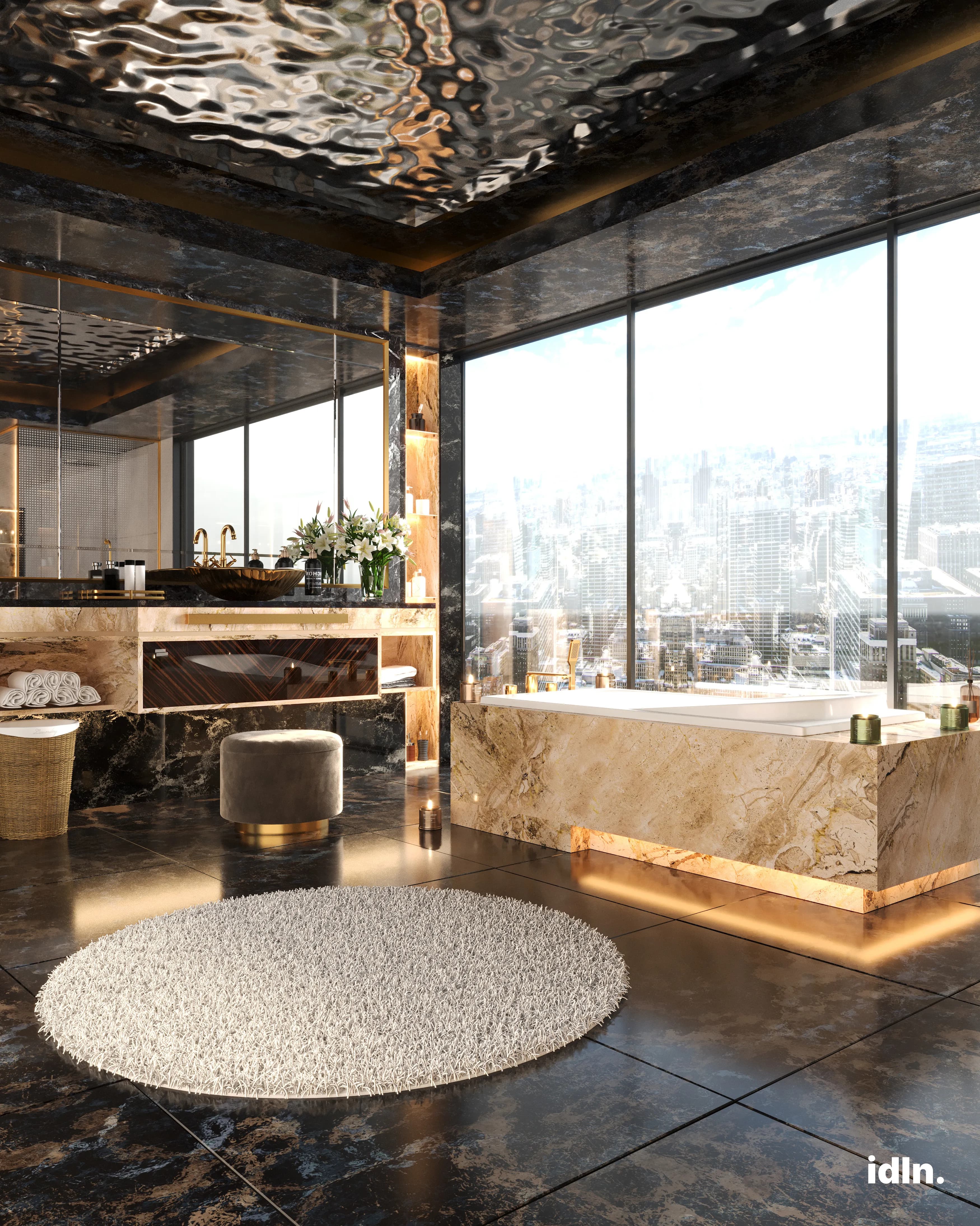 This is a picture of a Modern Luxury bathroom in a New York penthouse