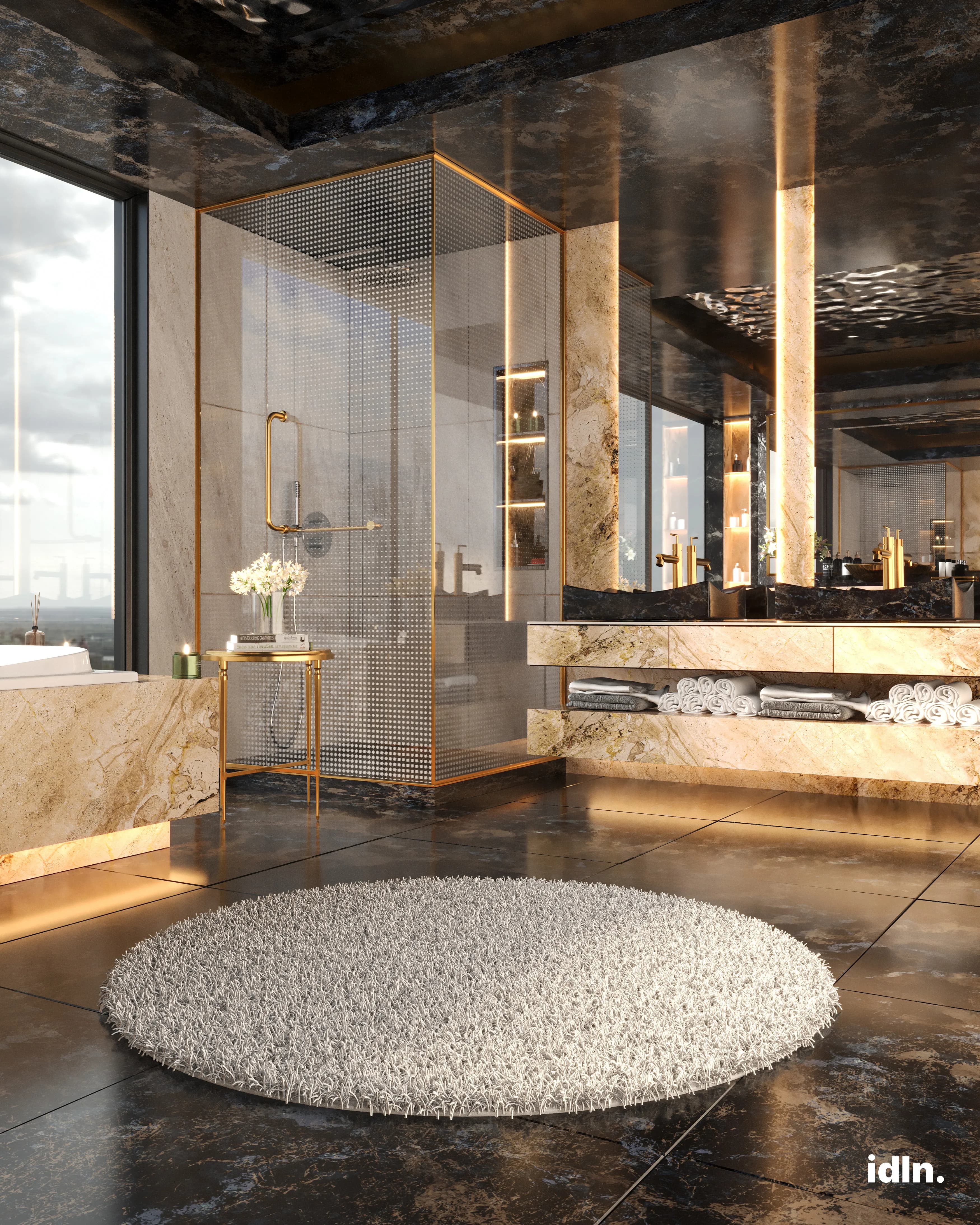 This is a picture of a Modern Luxury bathroom in a New York penthouse