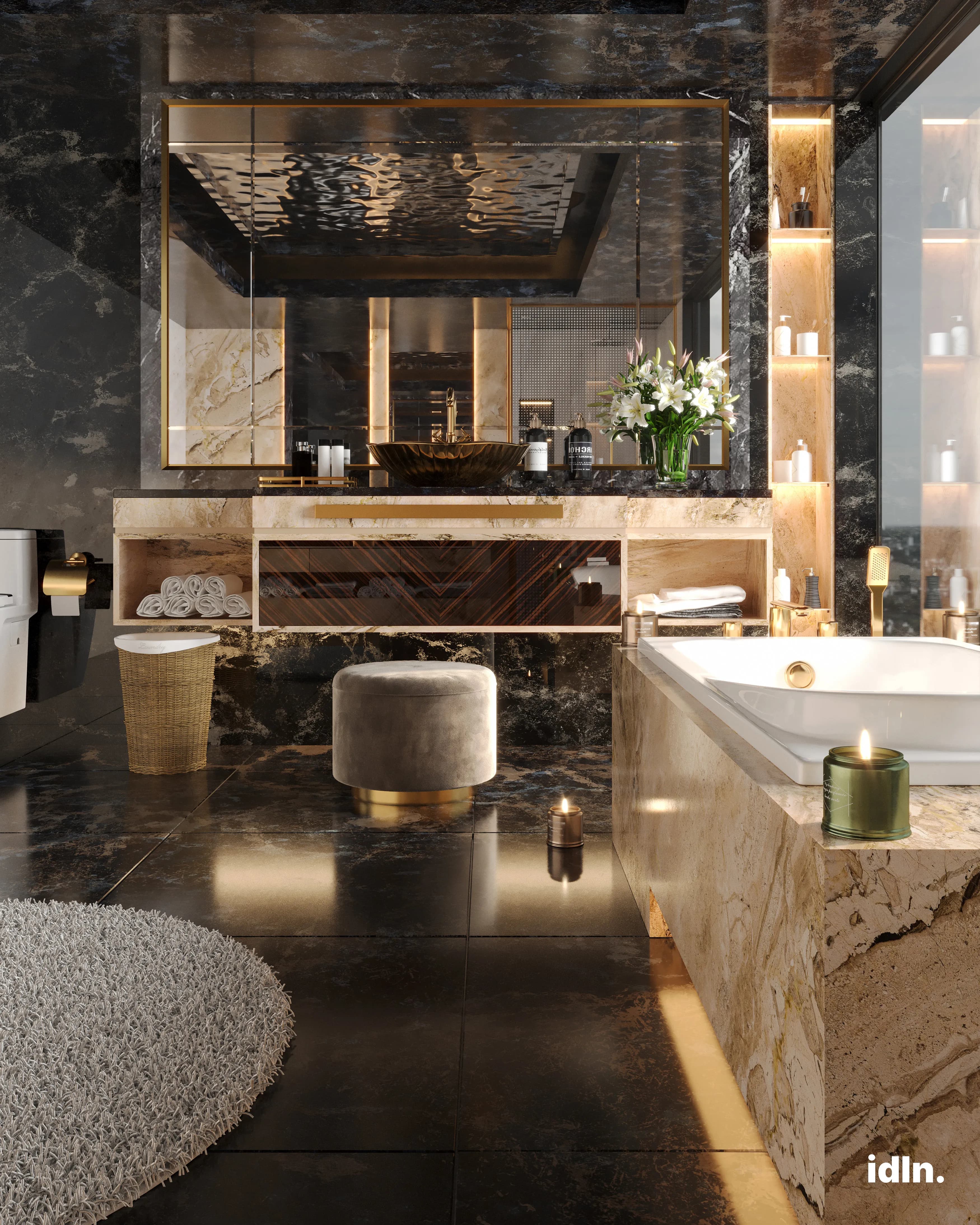 This is a picture of a Modern Luxury bathroom in a New York penthouse