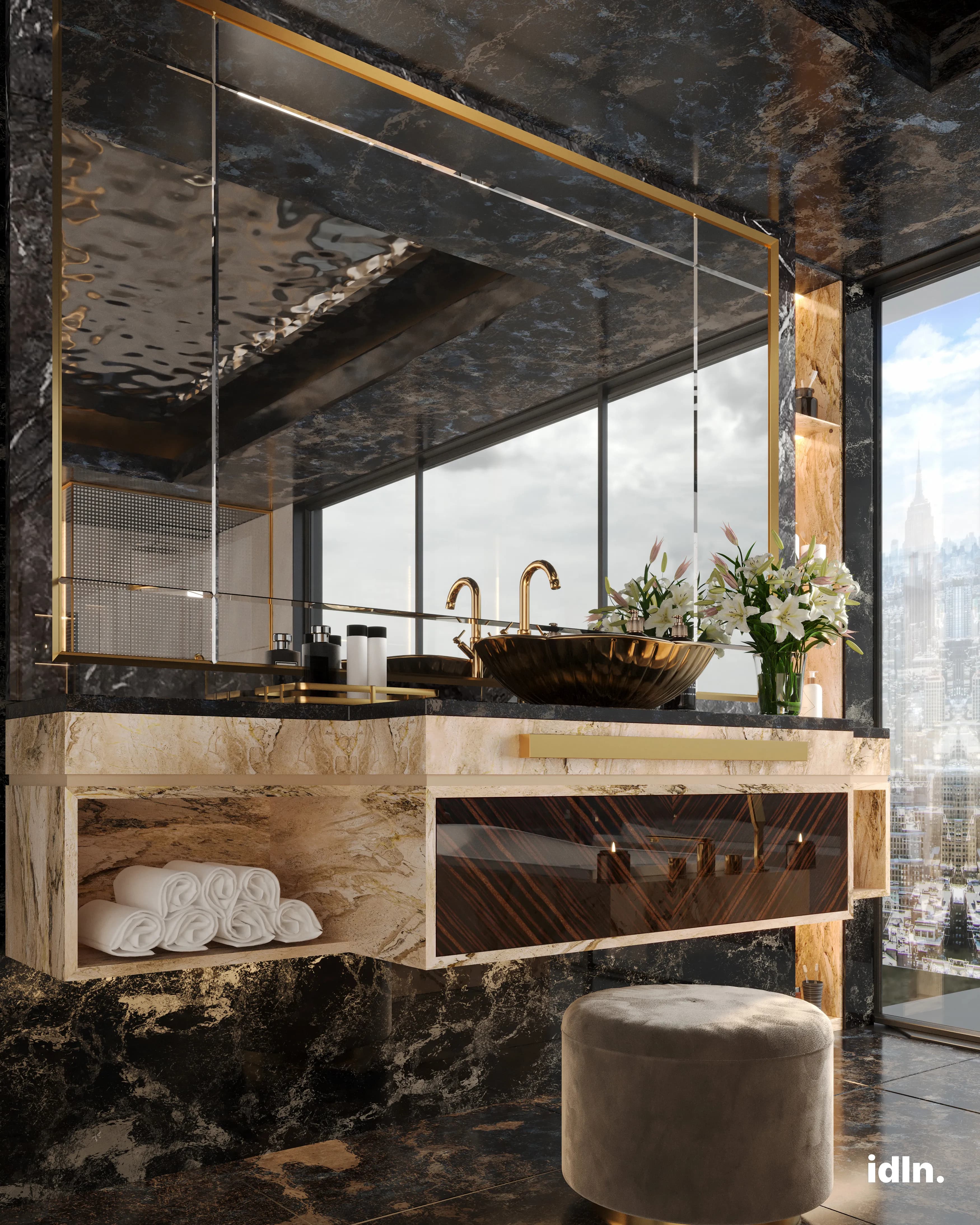 This is a picture of a Modern Luxury bathroom in a New York penthouse