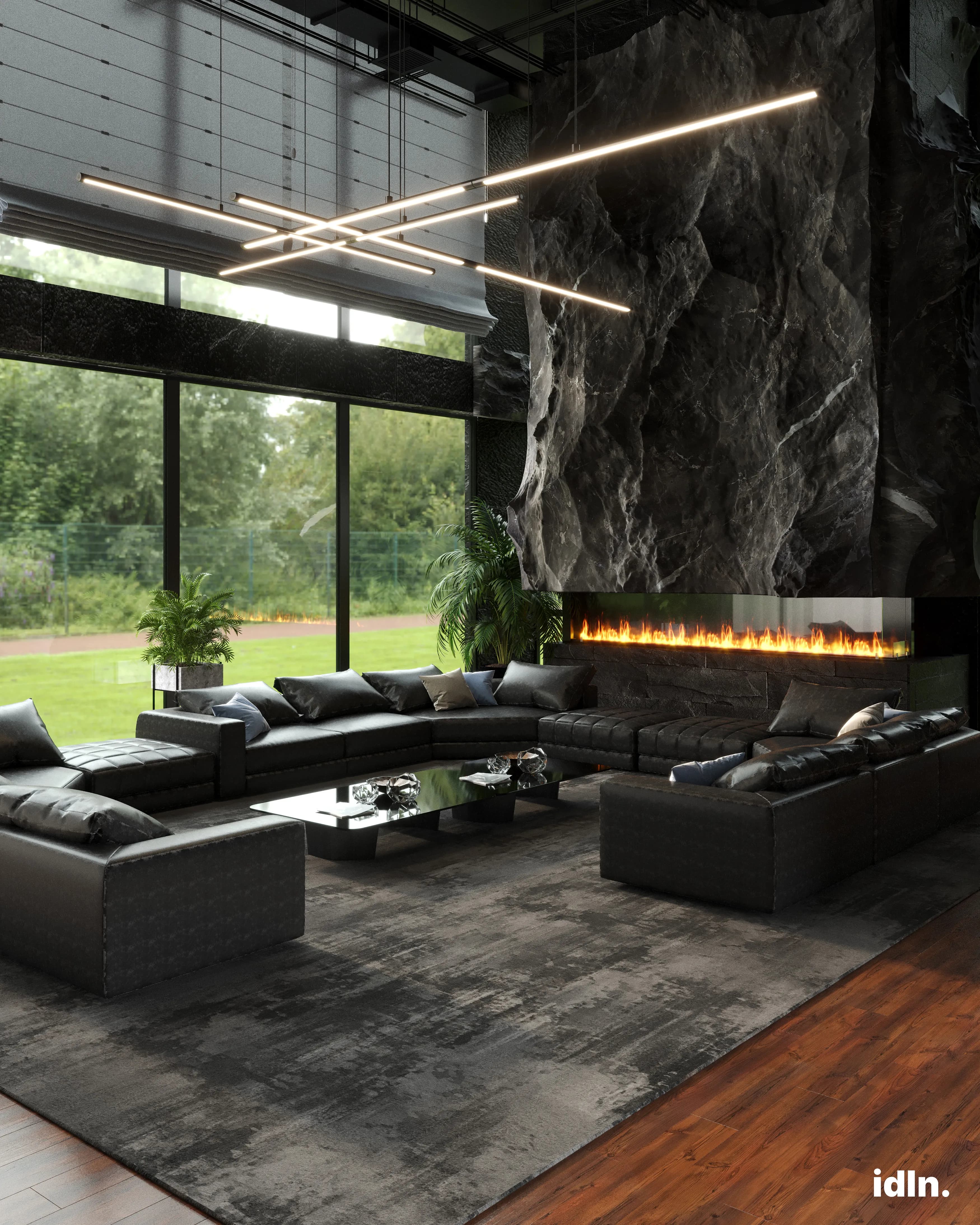 black living room