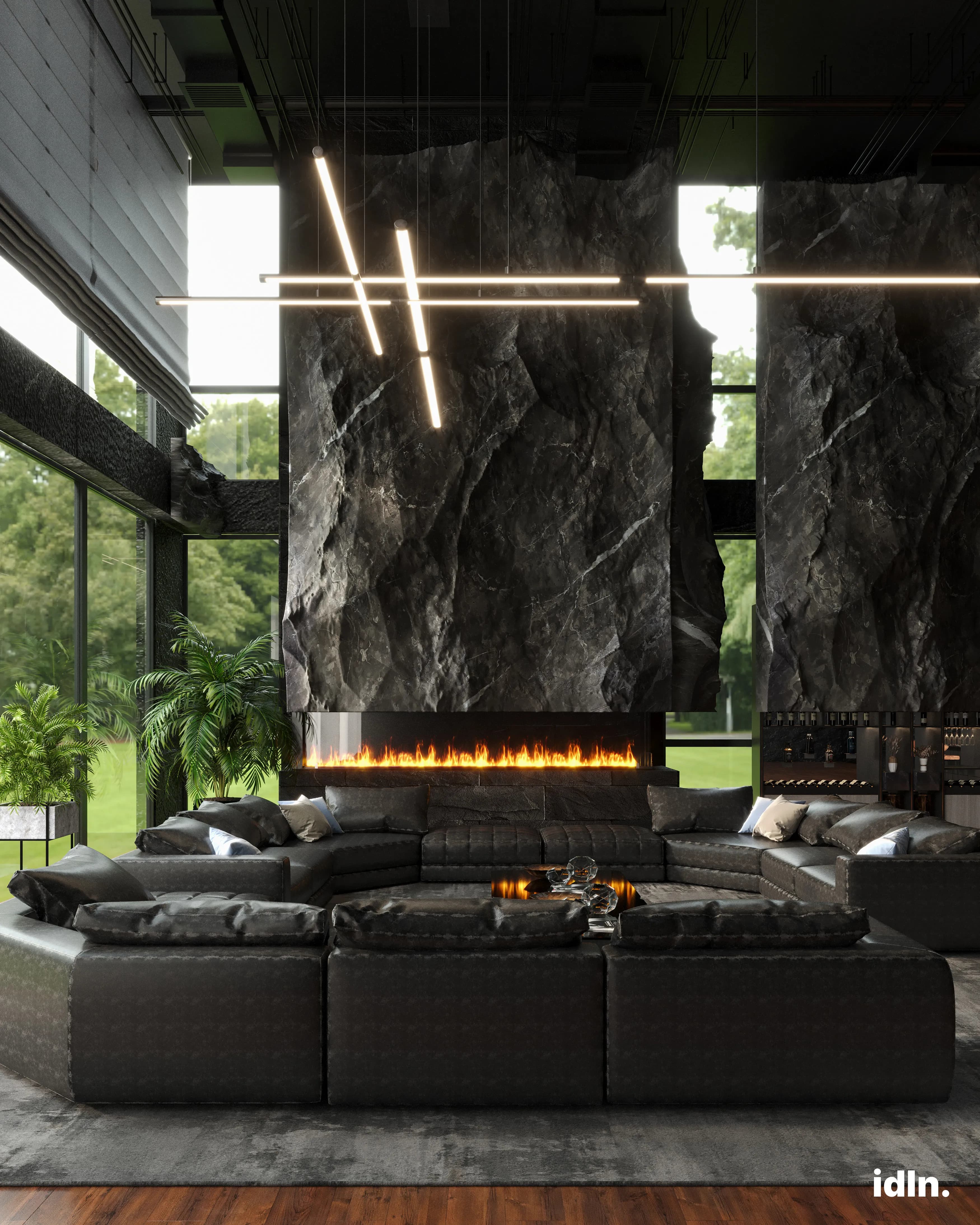 black living room