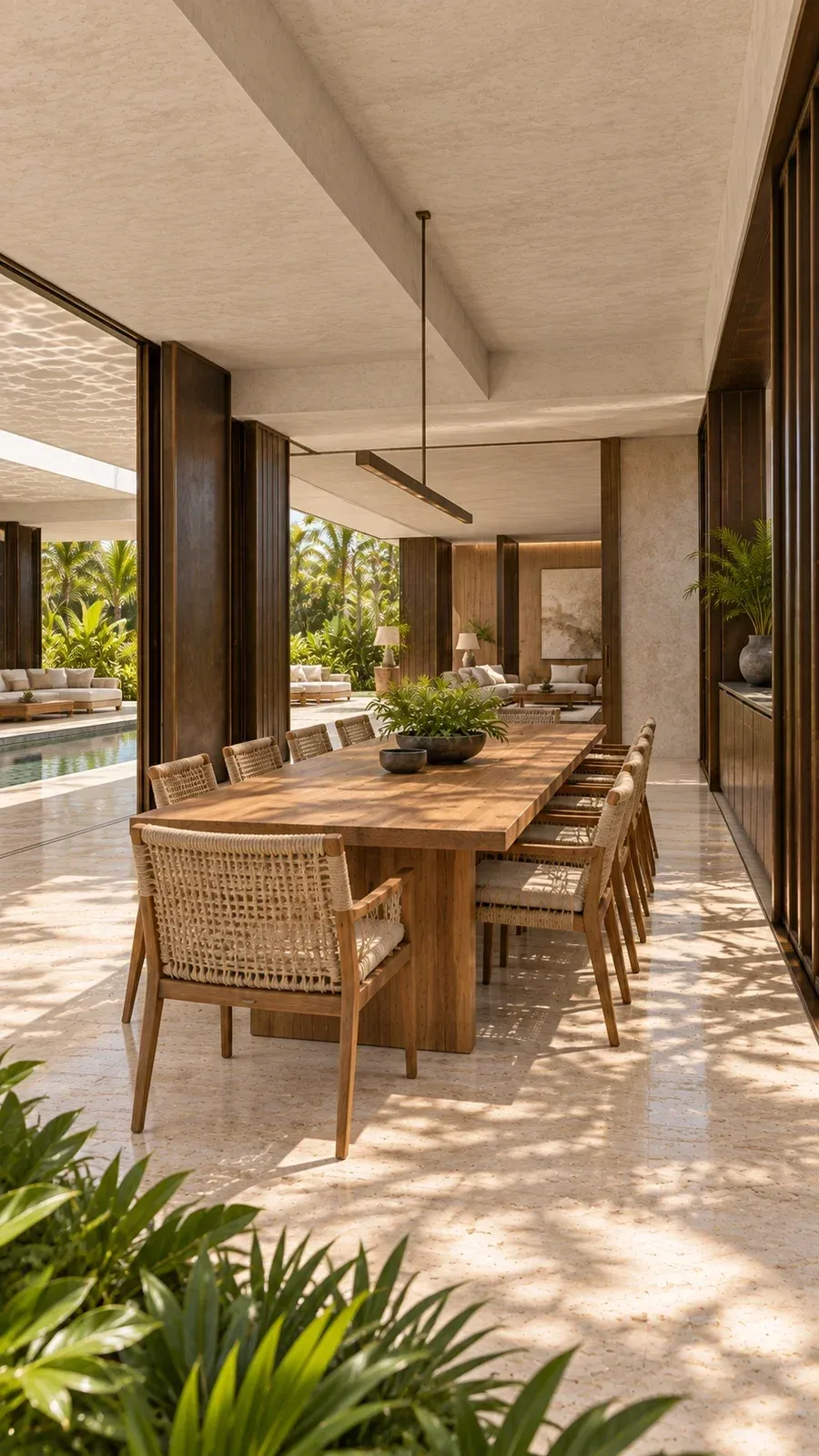 Concept render looking across the dining pavilion toward its servery and social hall connection