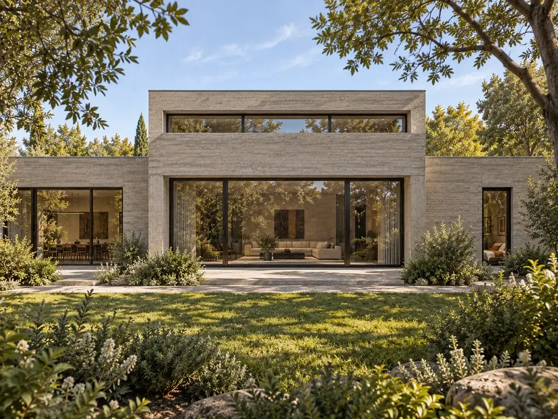 Daylight concept render of the rear elevation and its garden-facing lintel
