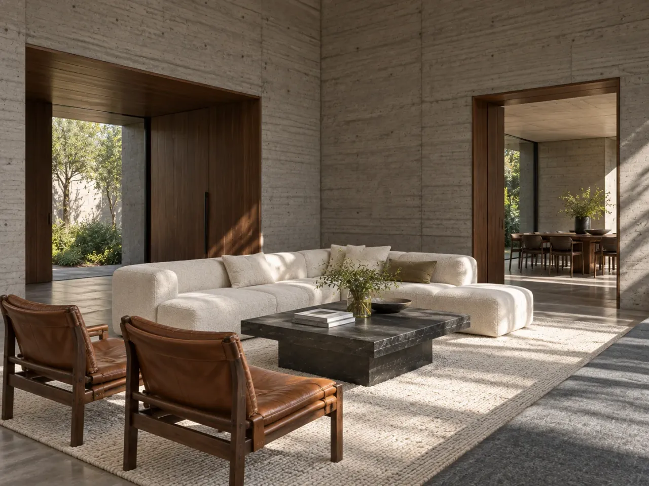 Concept visualization of Shadow Bench House, garden salon opposing